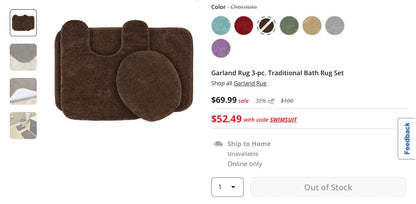 Garland Rug 3-pc. Traditional Bath Rug Set Included: 1 Standard Lid Cover(s), 1 21x24 Inch Contour Bath Rug(s), 1 21x34 Inch Bath Rug(s)