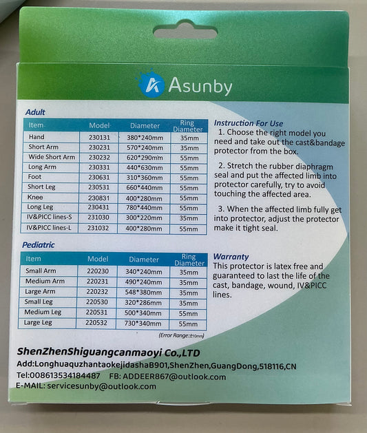 Asunby Waterproof Cast & Bandage Protector for an adult long arm