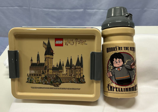 LEGO Harry Potter branded lunch box with water bottle