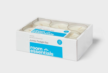 Room Essentials unscented jumbo tealight candles in a 12-pack set