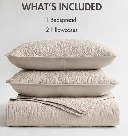 Madison Park Mansfield Oversized Antimicrobial Treated 3pc Bedspread Set Queen-Ivory