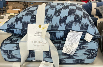 Ikat woven deep seat cushion set light blue/navy - PICK UP ONLY