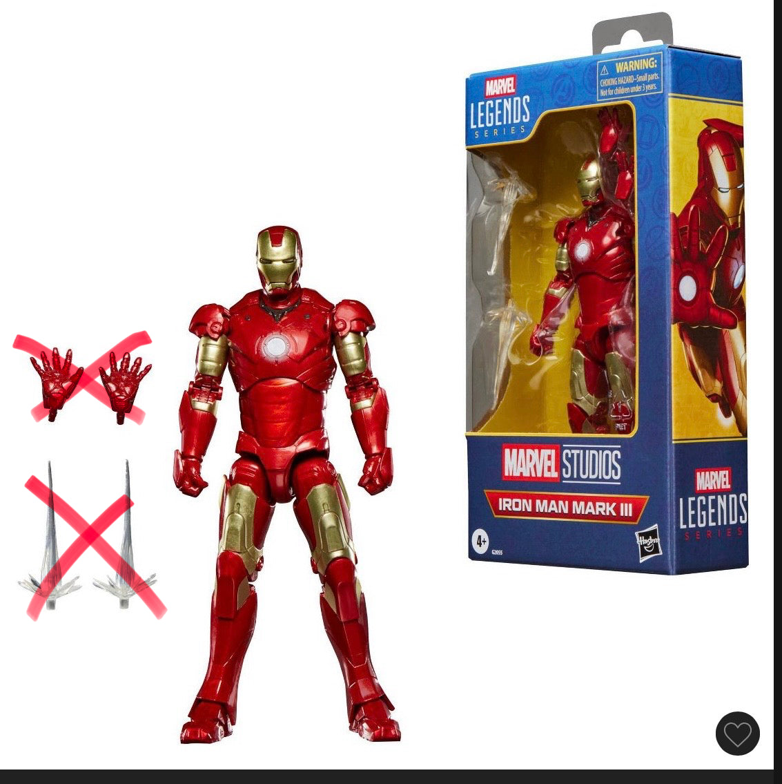 THRIFTY 70 - marvel legends series Iron Man mark III action figure - AS IS - USED - MISSING PIECES - FINAL SALE - NO RETURNS