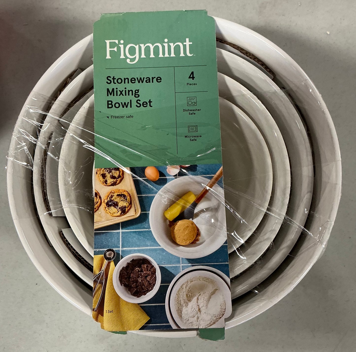 Figmint stoneware mixing bowl set 4pcs - OPEN PACKAGE - MINOR COSMETIC FLAWS - PICK UP ONLY