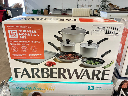 Faberware 15piece Durable Non Stick Set - Gray