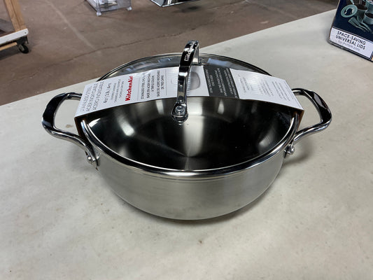 KitchenAid Stainless Steel 4qt 3ply base Covered Casserole Pan