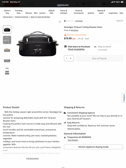 18 qt. Rotisserie oven - Damaged Box