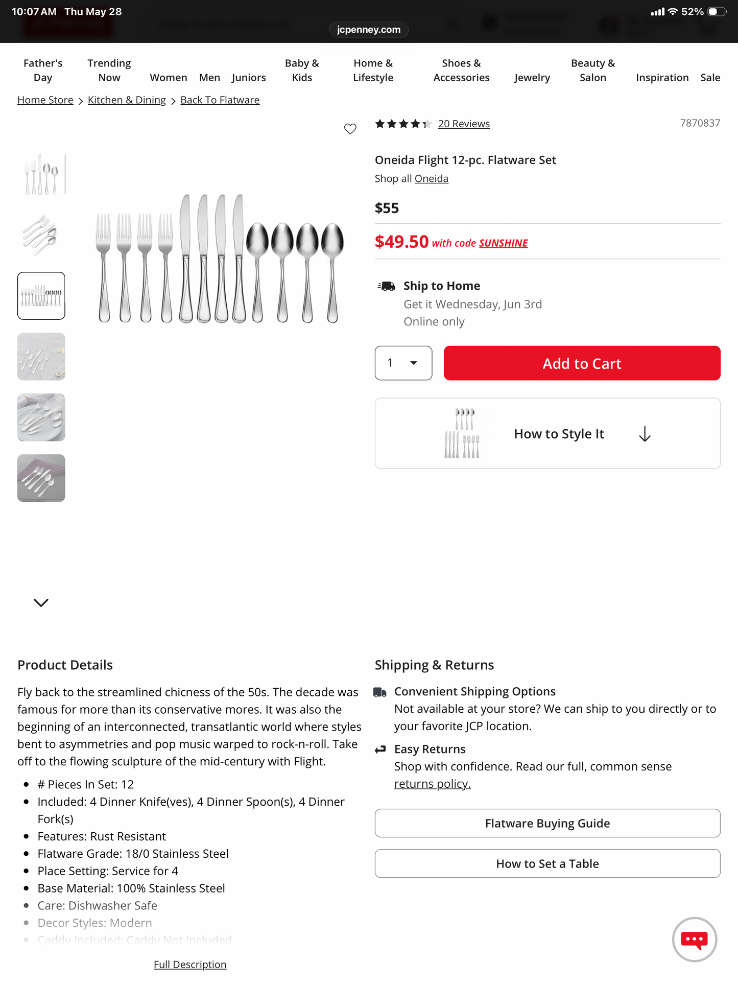 Oneida Flight 12-pc. Flatware Set - open box