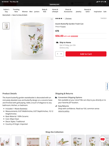 Butterfly Garden Waste Basket