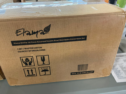 Elama Emilia 16-pc. Stoneware Dinnerware Set -Open Box
