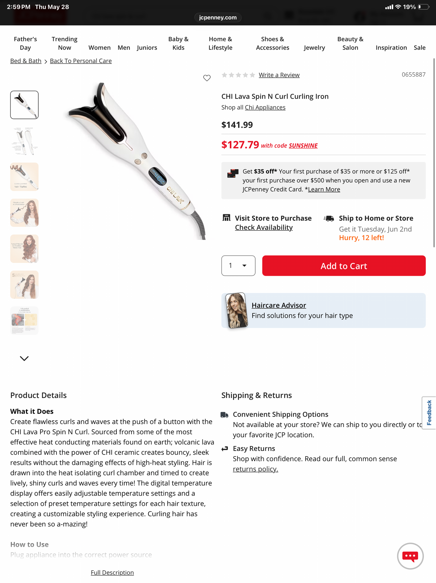CHI Lava Spin N Curl Curling Iron - Open Box