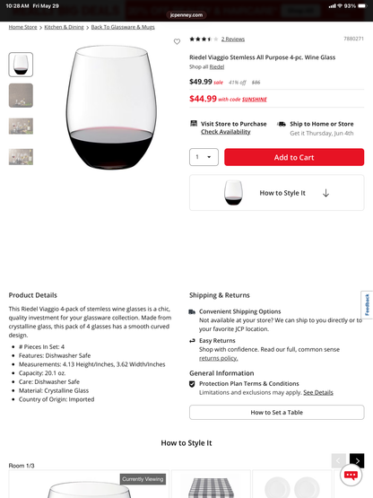 Riedel Viaggio Stemless All Purpose 4-pc. Wine Glass