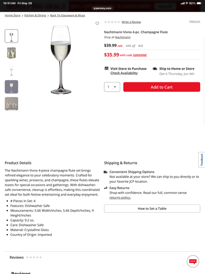 Nachtmann Vivno 4-pc. Champagne Flute