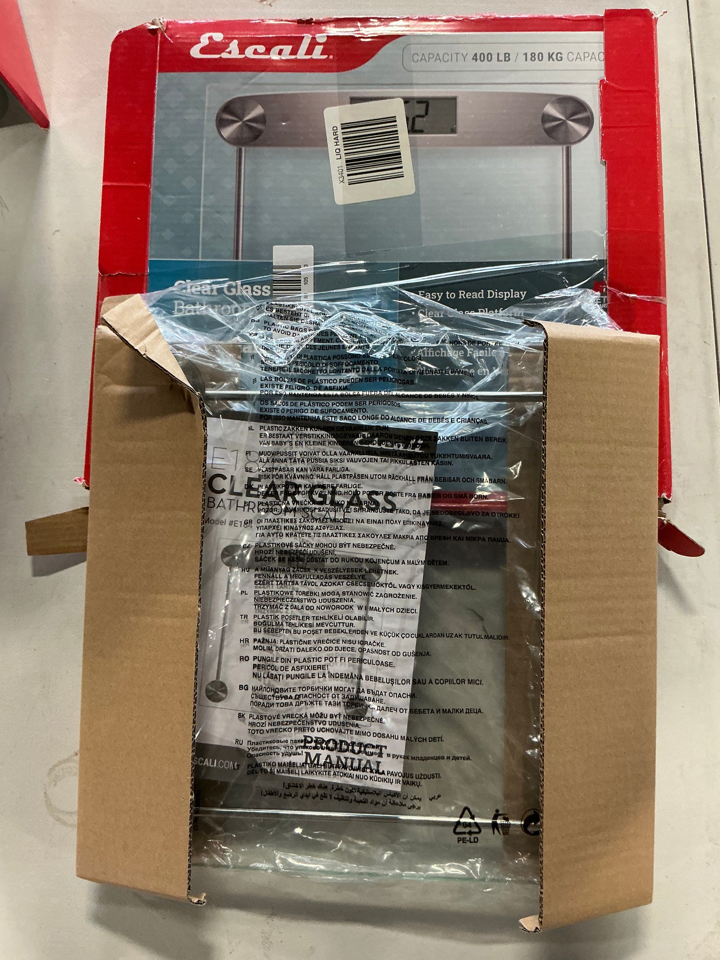 Escali Glass And Chrome Digital Display Bathroom Scale - Open Box