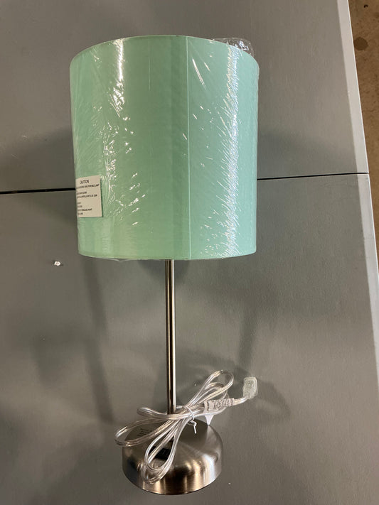 Table Lamp - Brushed Steel/Aqua Shade - Out of Box