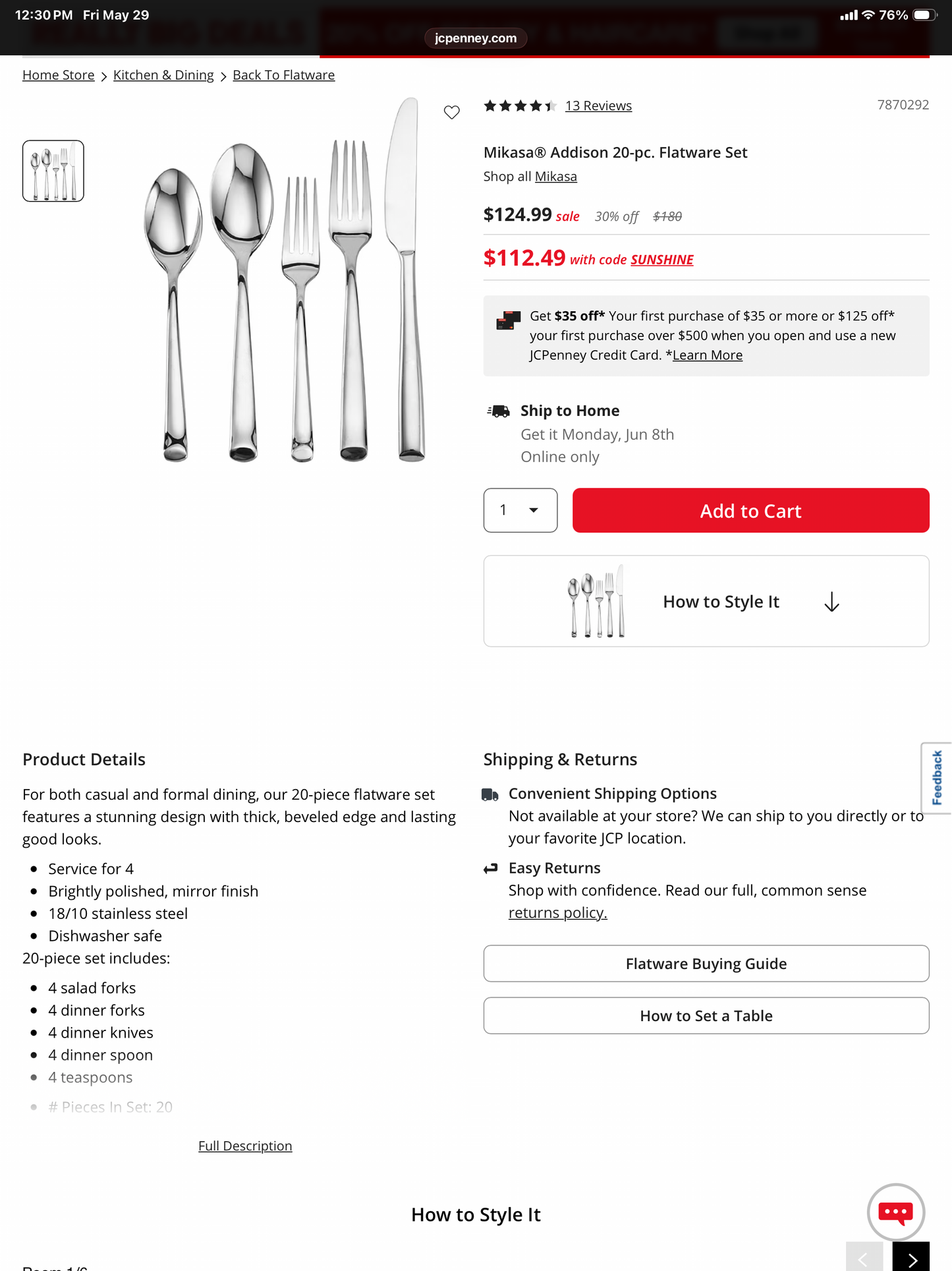 Mikasa® Addison 20-pc. Flatware Set