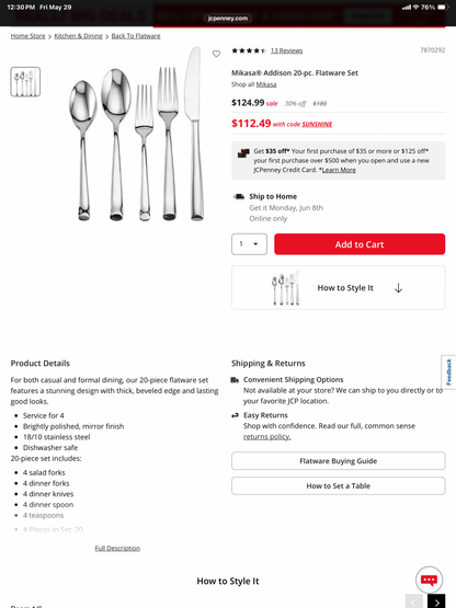 Mikasa® Addison 20-pc. Flatware Set