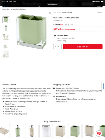 IZOD Marina Toothbrush Holder