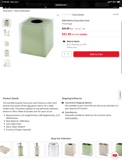 IZOD Tissue Box Cover