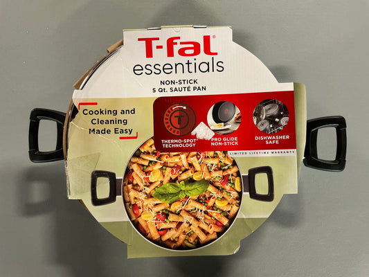 T-Fal Essentials 5-qt. Aluminum Non-Stick Saute Pan with Lid-Open Box