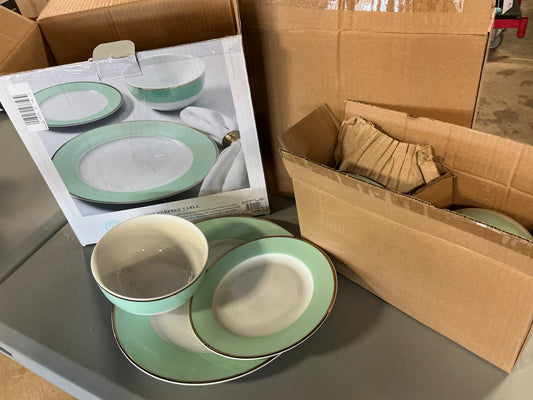 Martha Stewart 11-pc. Martha Blue Gracie Lane Ceramic Dinnerware Set - Open Box - MISSING 1 SALAD PLATE