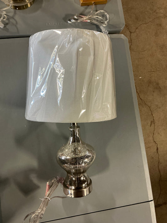 Lalia Home Paseo Table Lamp with White Fabric Shade, Mercury - Out of Box