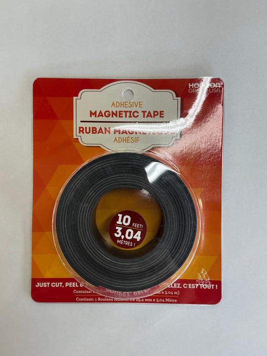 Adhesive Magnetic Tape, a 10-foot black craft roll used for making lightweight items magnetic