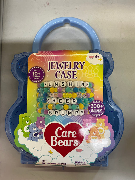 Care Bears jewelry case with blue glittery plastic