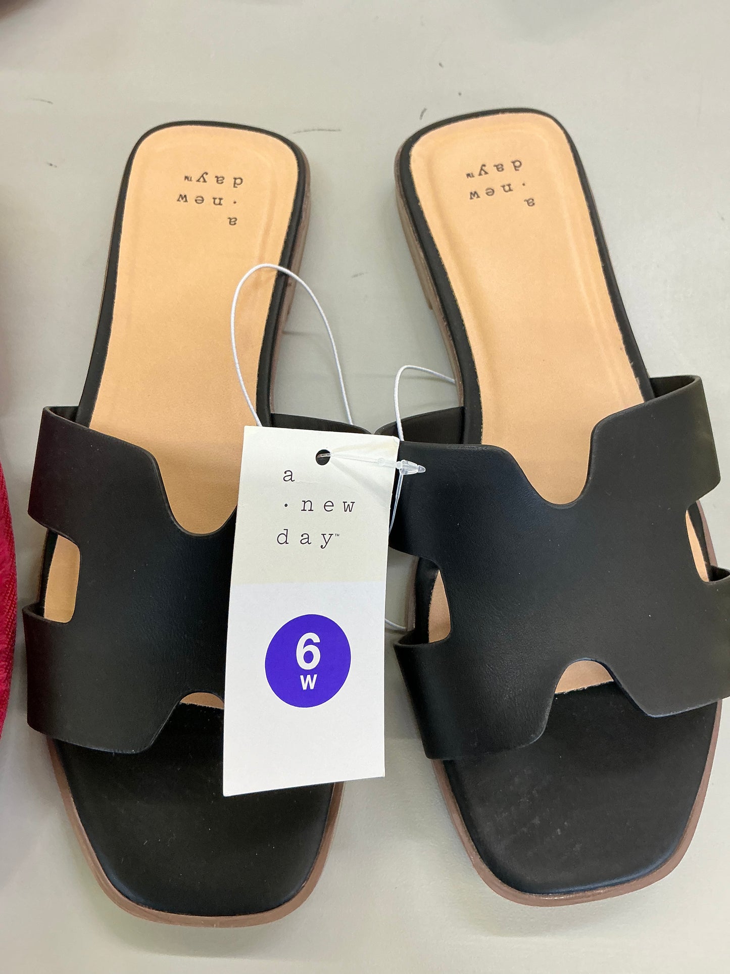 Black A New Day Nina slide sandals with cutout bands size 6W
