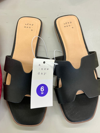 Black A New Day Nina slide sandals with cutout bands size 6W