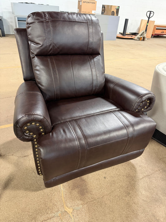 Brown Faux Leather Chair - Does Not Recline