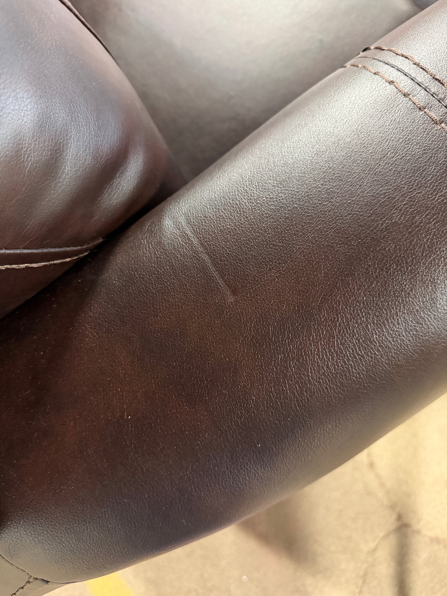 Brown Faux Leather Chair - Does Not Recline