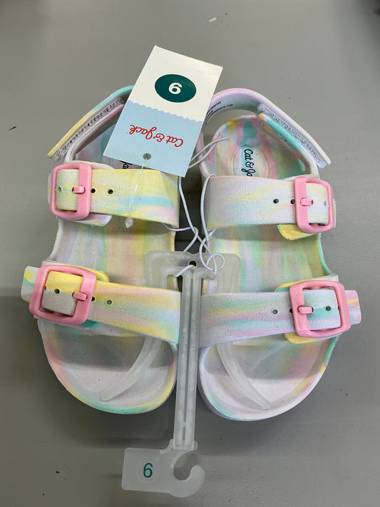 Cat & Jack Toddler Ade Blown EVA Sandals in a colorful tie-dye print size 9