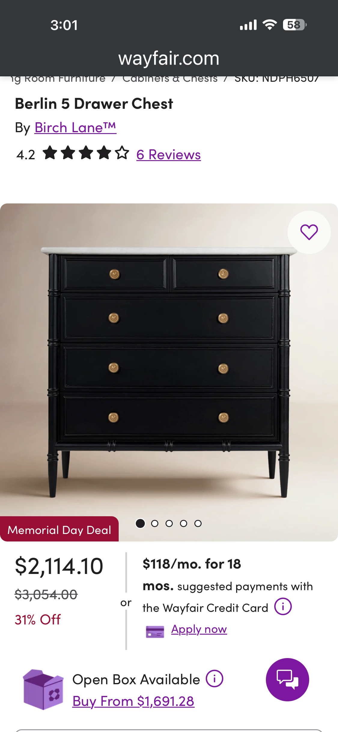 Berlin 5 Drawer Chest
