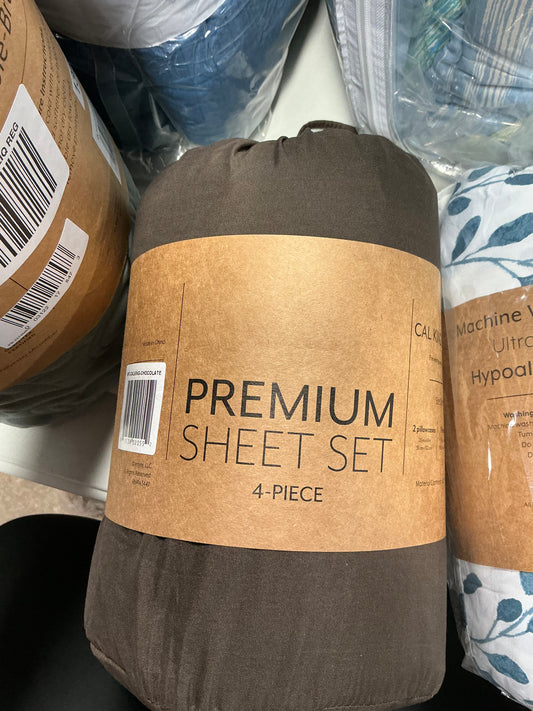 Brown ienjoy Home Premium 4-Piece Sheet Set size cal king