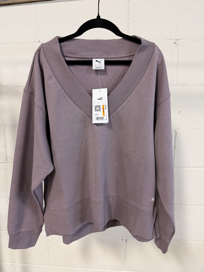 Women’s Puma V Neck Crew - Size Small, Color Plum Jam