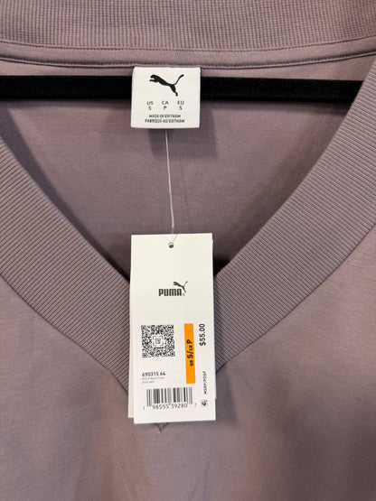Women’s Puma V Neck Crew - Size Small, Color Plum Jam