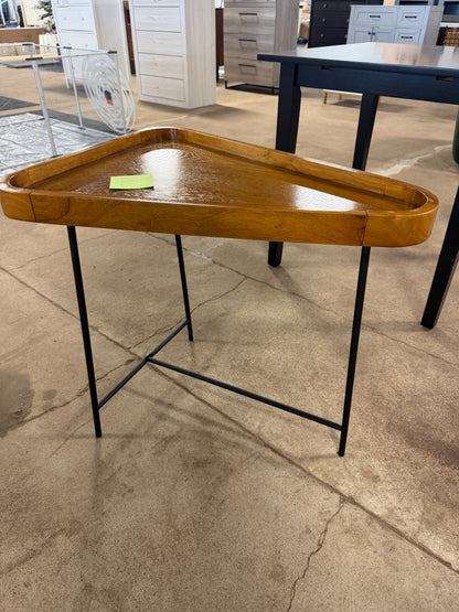 Lunar 27 in. W Golden Brown and Black Triangle MDF Wedge End Table