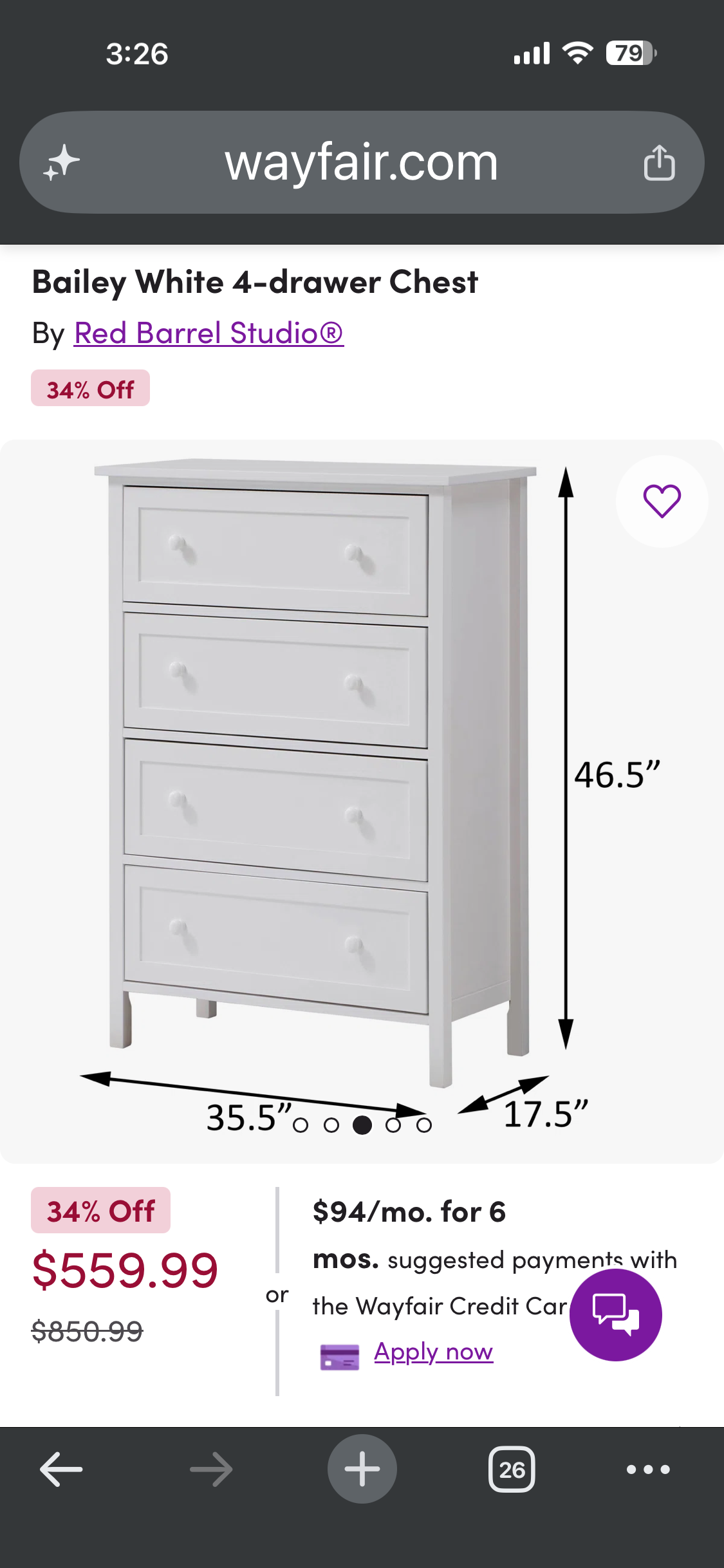 Bailey White 4-drawer Chest