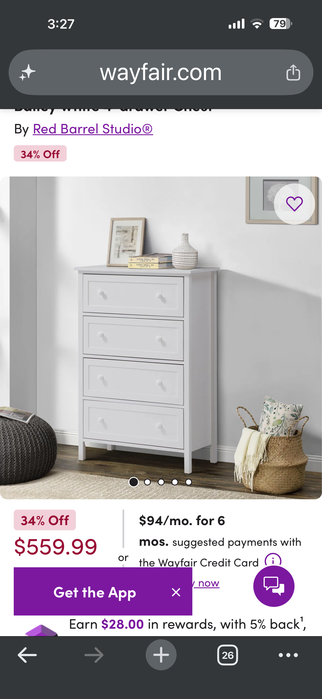 Bailey White 4-drawer Chest