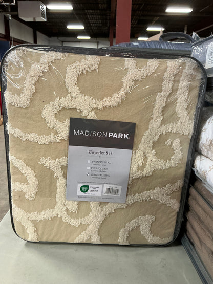 Madison Park Amber cotton chenille bedspread set in a taupe color king/cal 3pcs