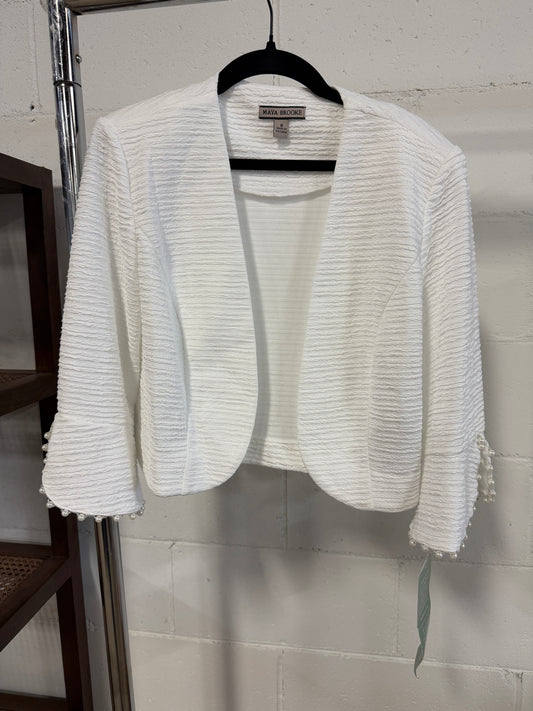 Women’s 2pc Occasion Dress and Overcoat Set - White with pearls - size 8