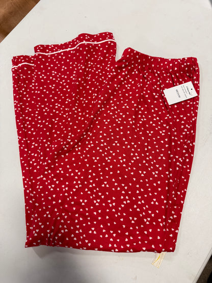 Women’s 2pc Pajama Set Red with white flowers - size Medium