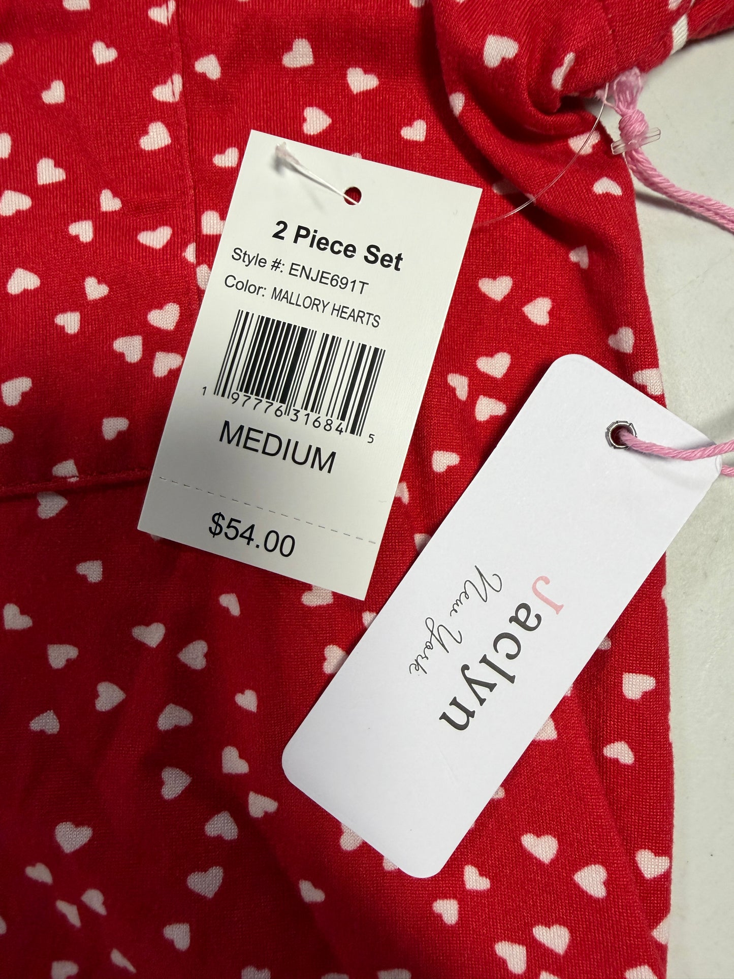 Women’s 2pc Pajama Set Red with white flowers - size Medium