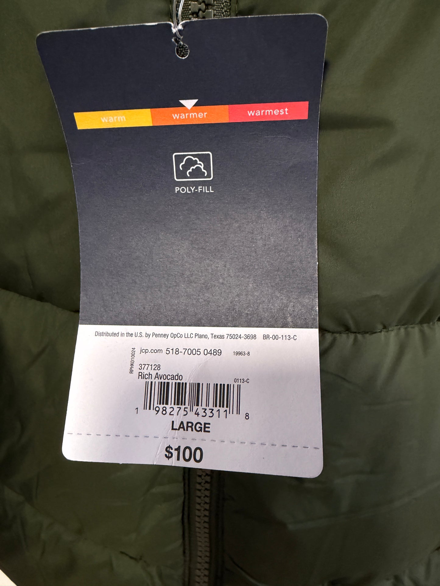 Men’s SJB Puff Jacket - Rich Avocado - Size Large