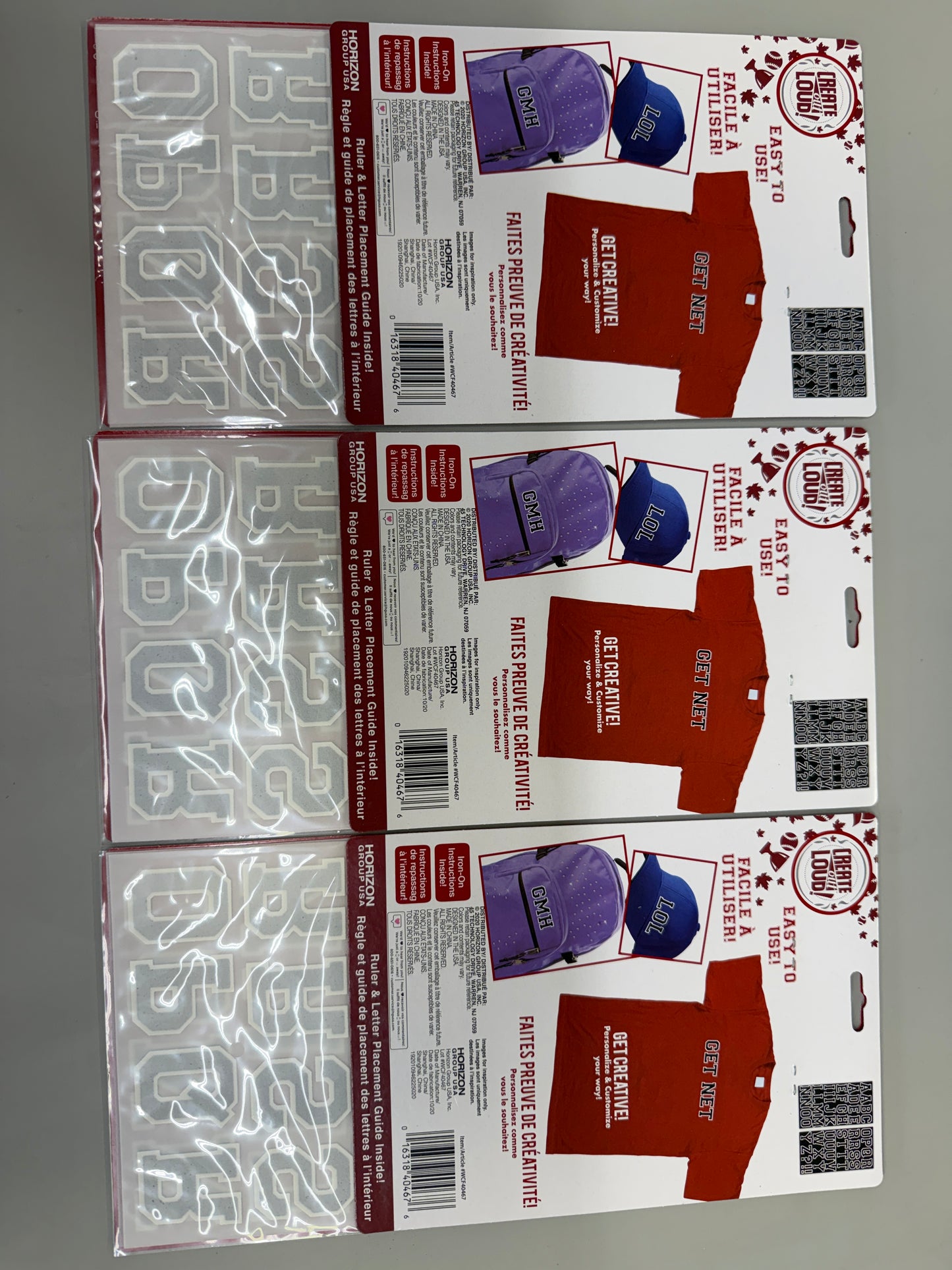 Iron On Letters - 3 Full Sets Per Pack - 147 total stickers per set