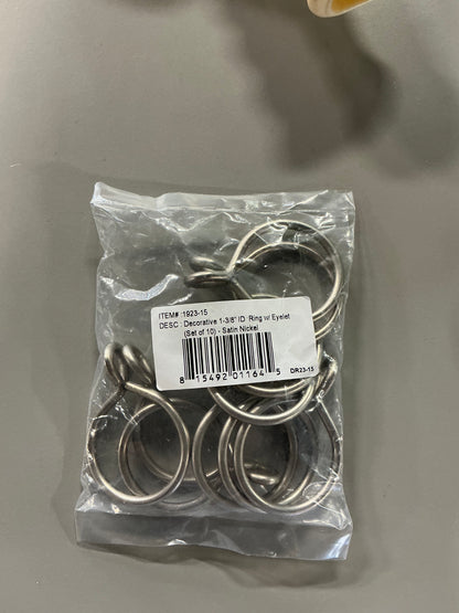 Rod Desyne Set of 10 1¾" Curtain Eyelet Rings color satin nickel