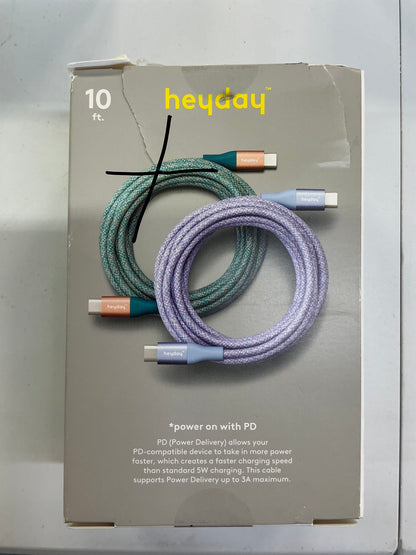 THRIFTY 70 - 10ft USB-C to USB-C Braided Cable 2pk - Deep Sage/Peri-Blue - Open Box - USED/MISSING ITEM 1 Deep Sage CABLE (See Pictures)- FINAL SALE- NO RETURNS - AS IS
