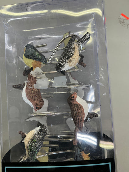 Thrifty 70- Avanti Love Nest 12 Shower Curtain Hooks, never used only two birds are damaged-one has a broken beak and tail & the other just the tail- As is- Final sale- No return