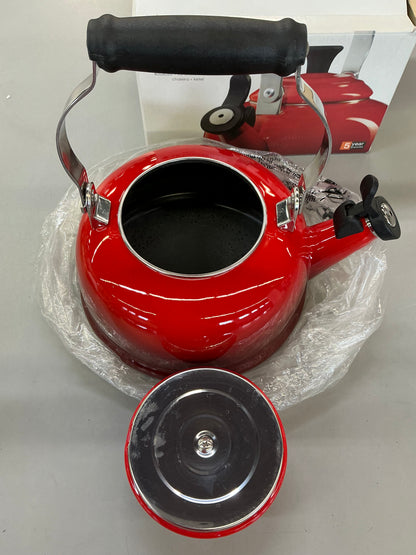 Thrifty 70- Le Creuset Enameled Steel 1.7-quart Cerise Whistling Tea Kettle- Open box- Used (see picture)- As is- Final sale- No return